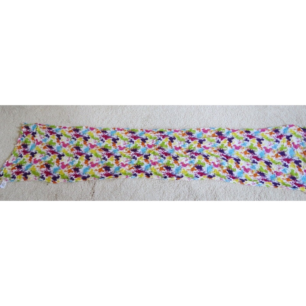 Disney Parks Hidden Mickey Mouse Ears Paint Splatter Rainbow Scarf